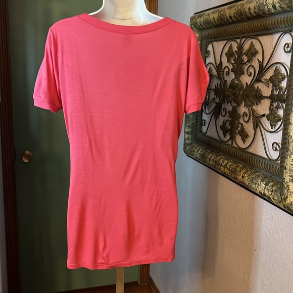Armani Collection | Short Sleeve Cashmere Blend Coral Tee Sz 10 - Picture 6 of 10